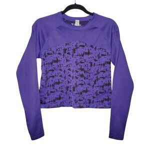 Z by Zella Long Sleeve Stretch Crop T-shirt Womens L Purple Opulance Thumb-Holes